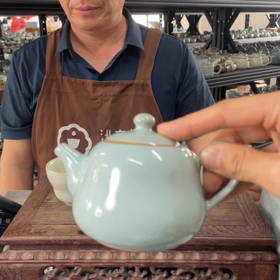 瓷片天青釉葫芦壶