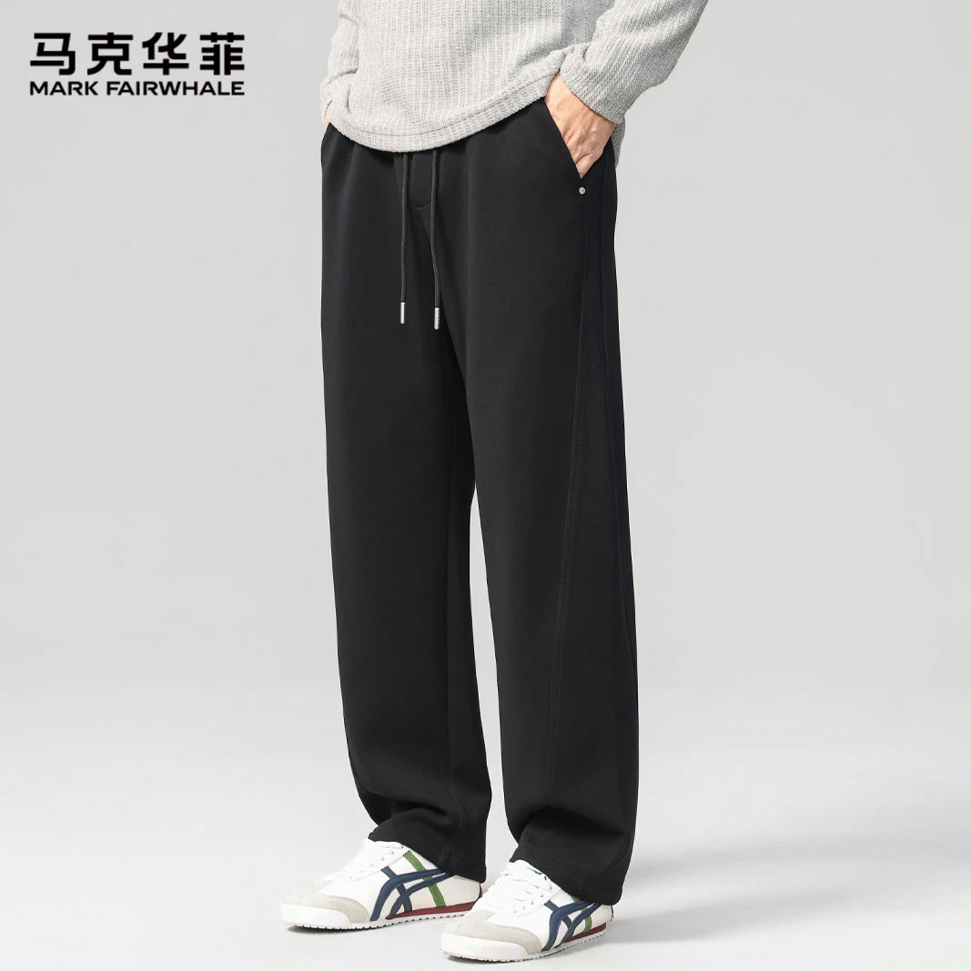 马克华菲秋季新款男士时尚长裤美式休闲直筒抽绳宽松垂感休闲裤