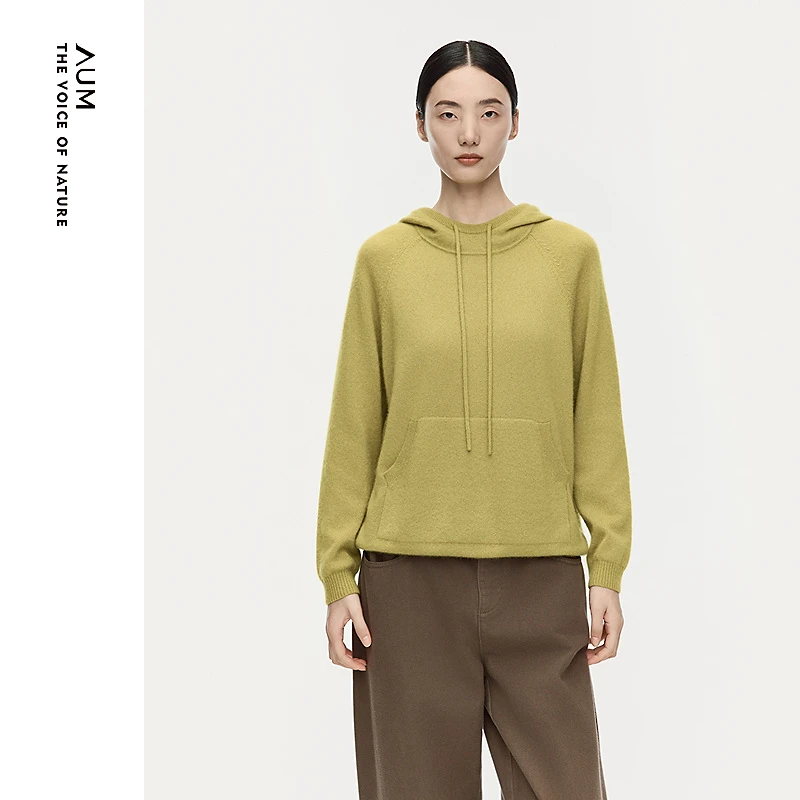 AUM噢姆25年秋冬时尚休闲宽松连帽长袖黄色运动卫衣M1FZ4SD4M