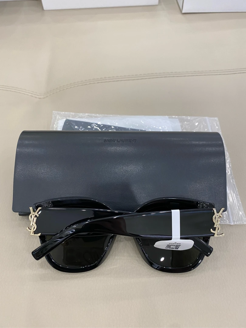 全新未使用 YSL/圣罗兰 Logo标志黑金太阳镜