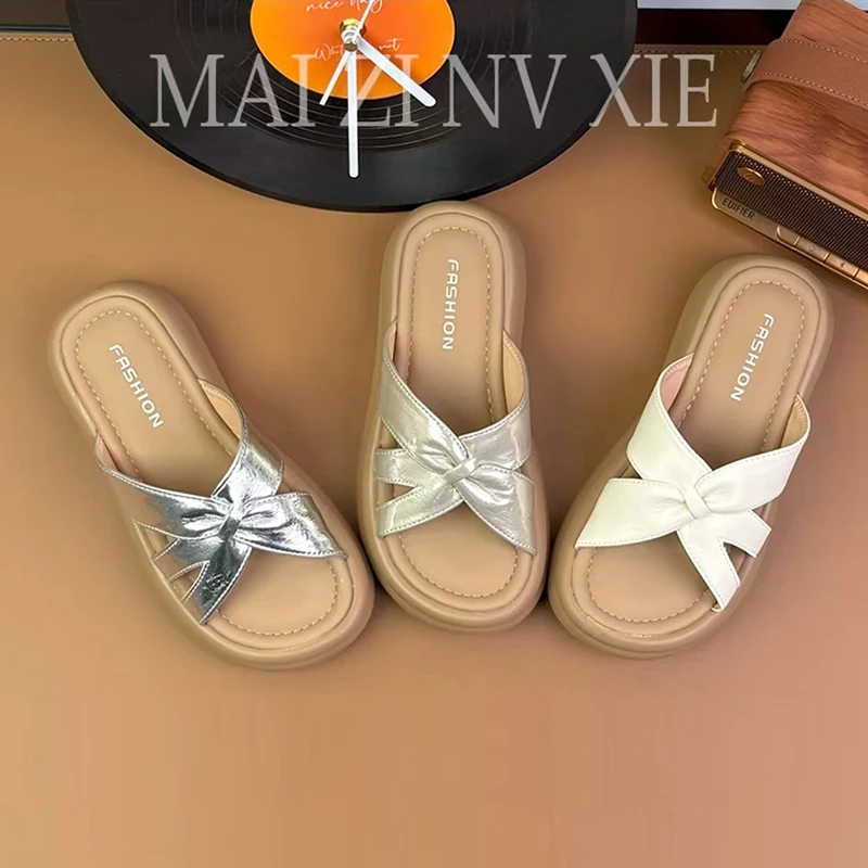 厚底沙滩拖鞋女鞋2025新款夏季外穿精致高级感凉拖鞋配裙子一字拖