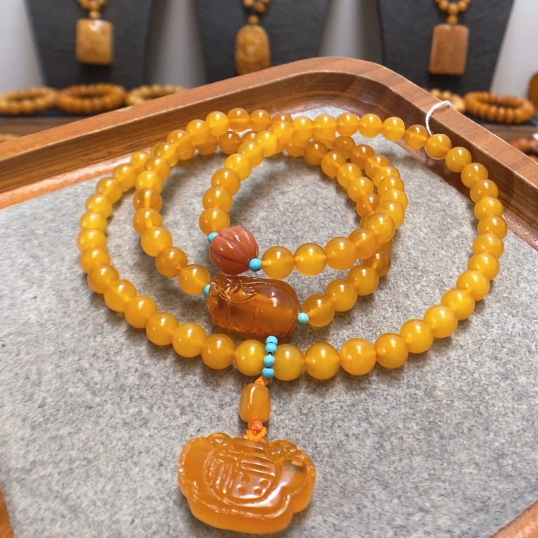 未镶嵌蜜蜡手串蜜蜡