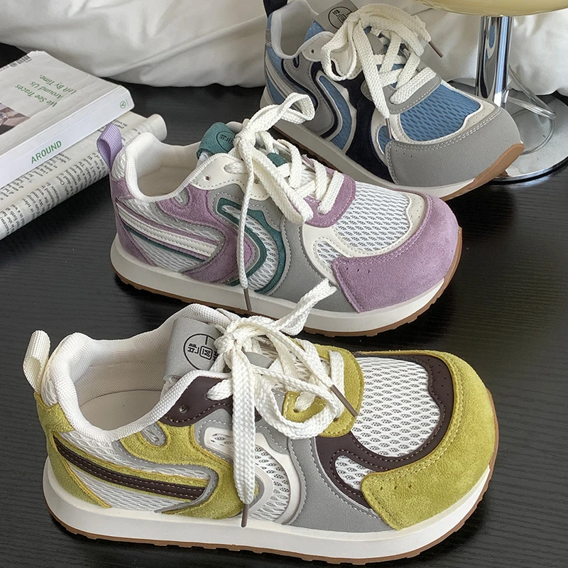 丑萌网面阿甘德训鞋女2025夏季新款时尚网眼透气宽头运动休闲鞋潮