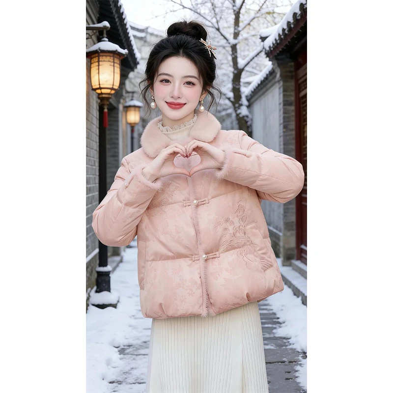 兹伊翰【南城北巷】新中式国风设计感提花棉服2025冬季新款气质棉衣