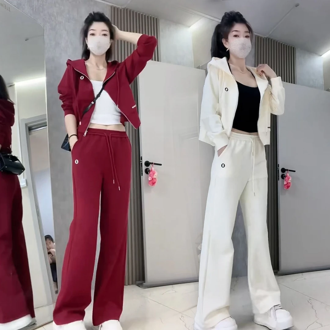 减龄新款运动服套装女显瘦宽松连帽卫衣时尚阔腿裤两件套洋气春秋