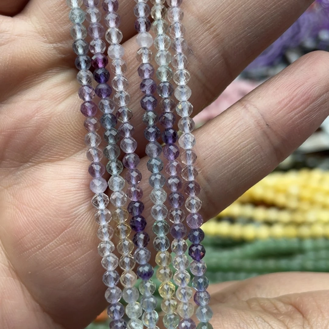 玛瑙/玉髓珠宝半成品未镶嵌一条装3mm透体彩莹切面珠