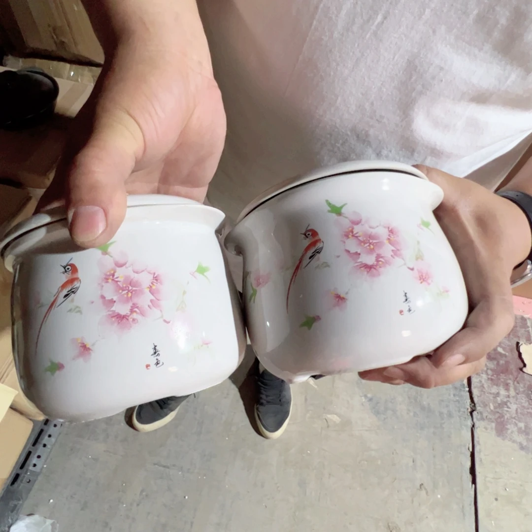 瓷片景德镇陶瓷玉泥大炖盅2只