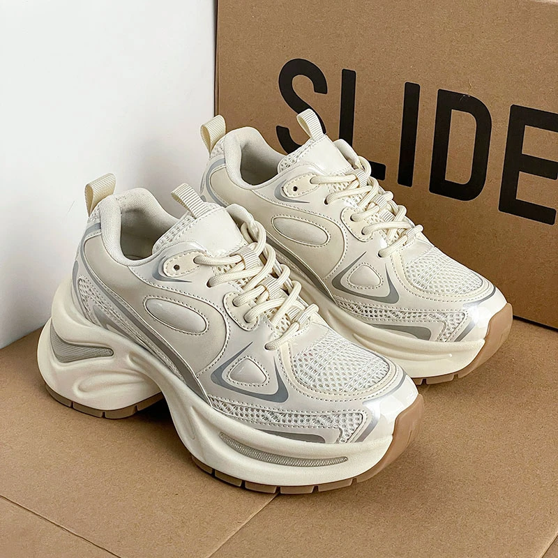 明星同款老爹鞋女2024流行爆款薄款透气高颜值百搭厚底增高运动鞋