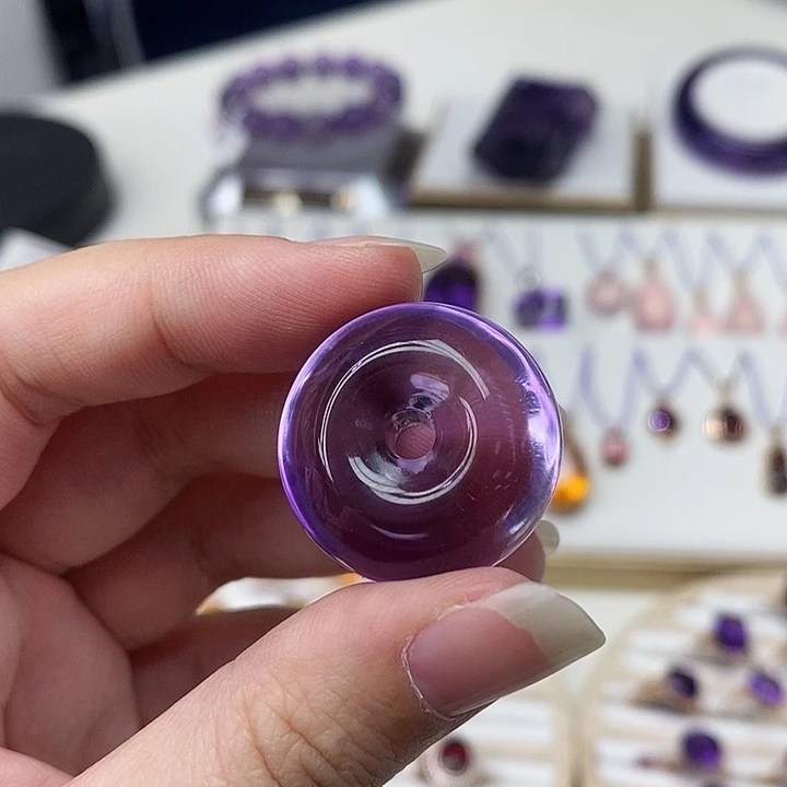 紫晶毛衣链未镶嵌鲁****食紫水晶吊坠