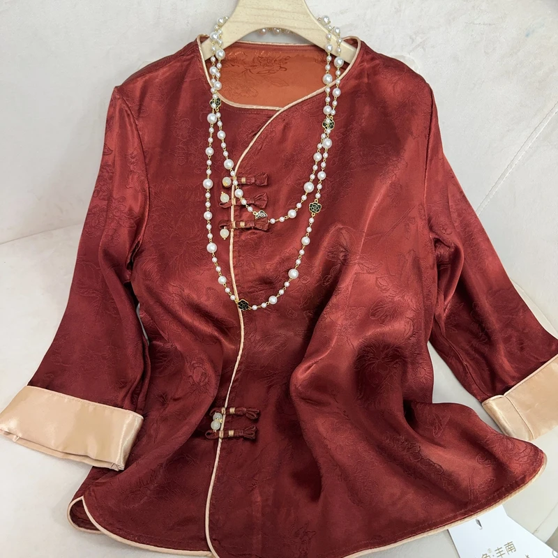 8215款新中式短款上衣【油红】