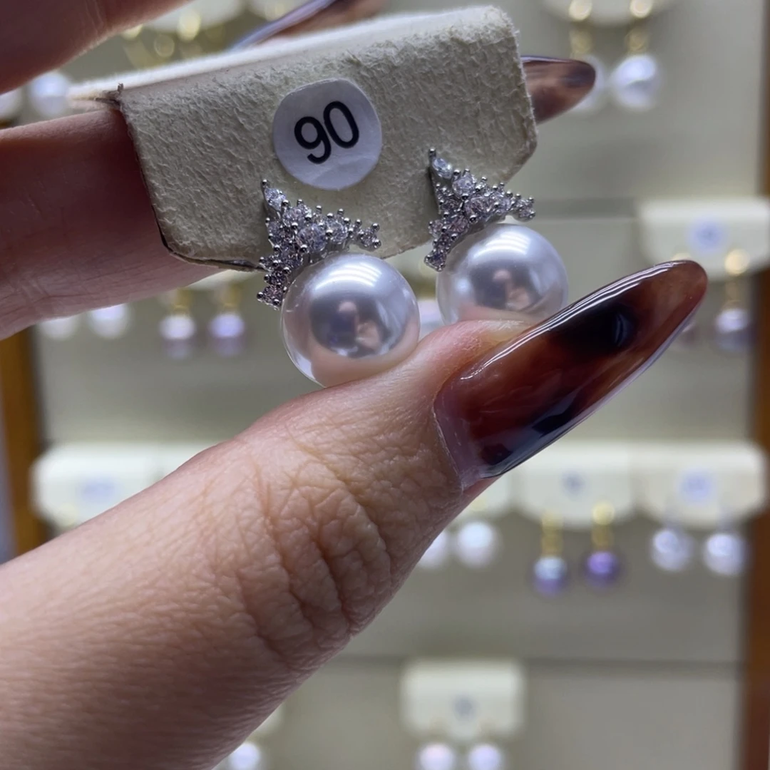 淡水珍珠耳饰银S925镶嵌
