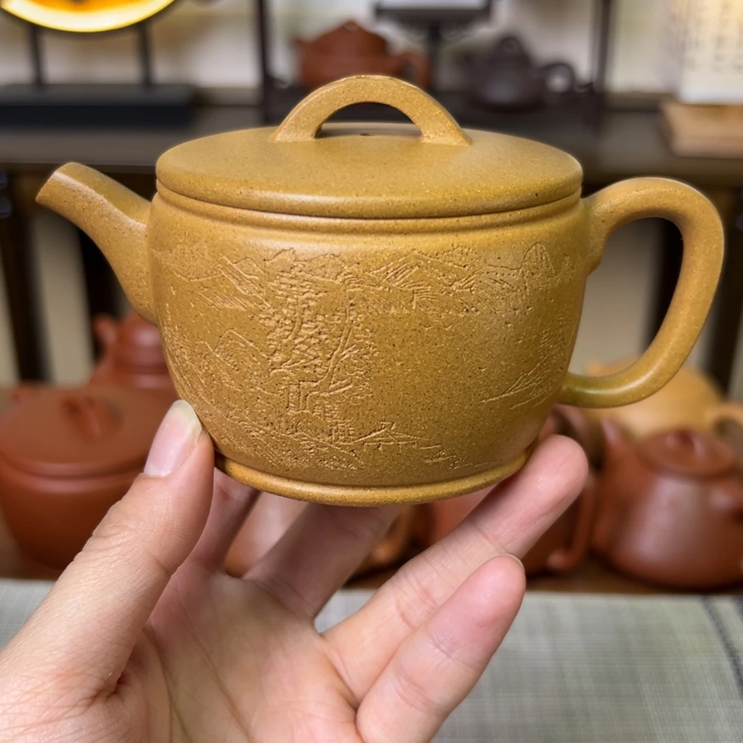 紫泥茶壶紫砂壶汉瓦壶黄金段190cc