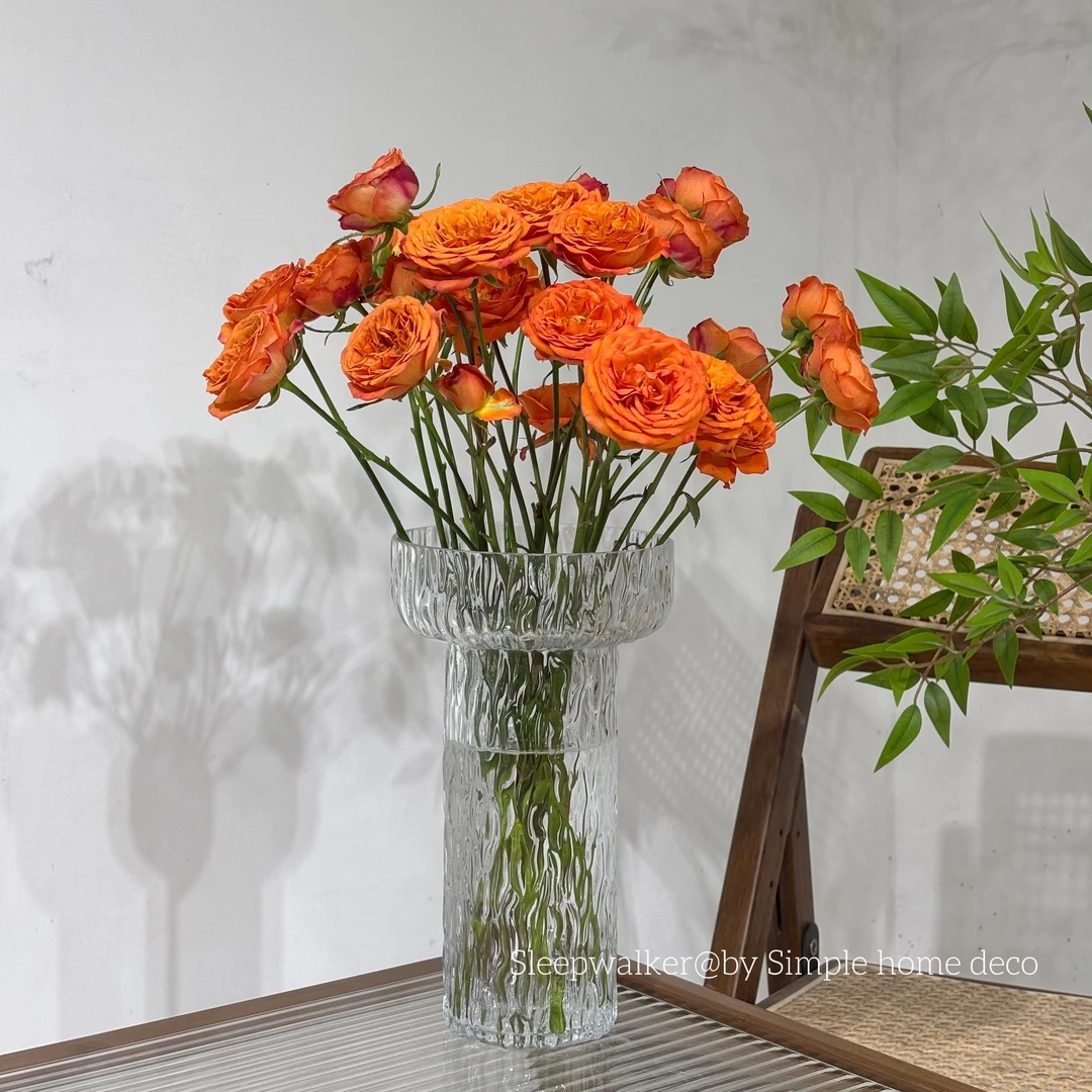 口13.5高25内口径7 透明水波纹玻璃花瓶