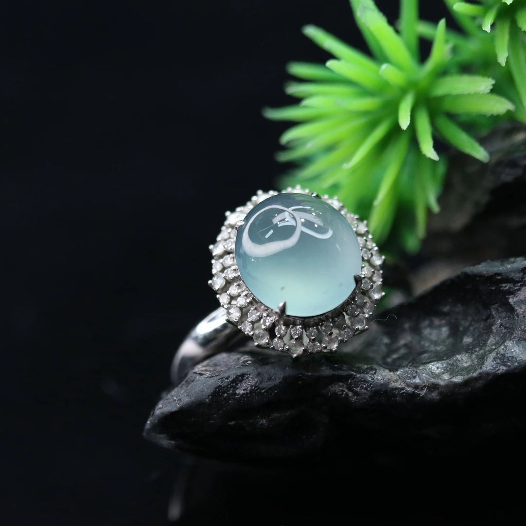 FC11天然缅甸翡翠A货18k蛋面戒指/001166/保利厦门拍卖