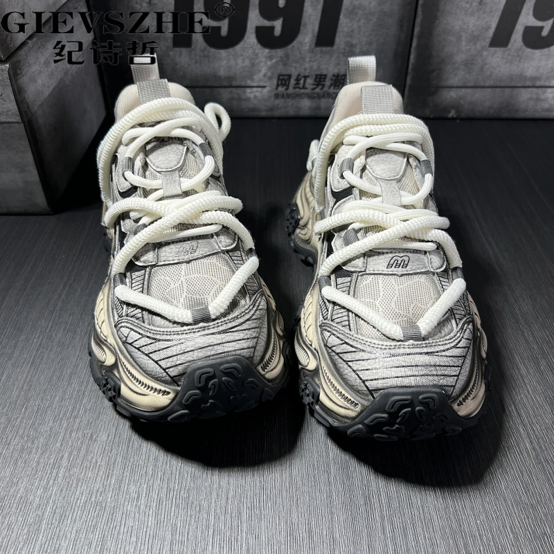 纪诗哲鞋子男款秋冬新款时尚百搭轻奢老爹鞋高级感复古做旧休闲鞋