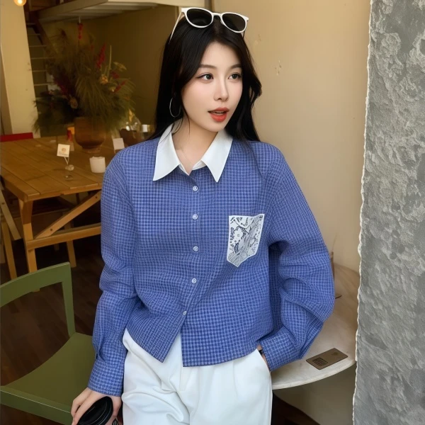 春季上新~惬意午后蕾丝元素设计款衬衫 S57005