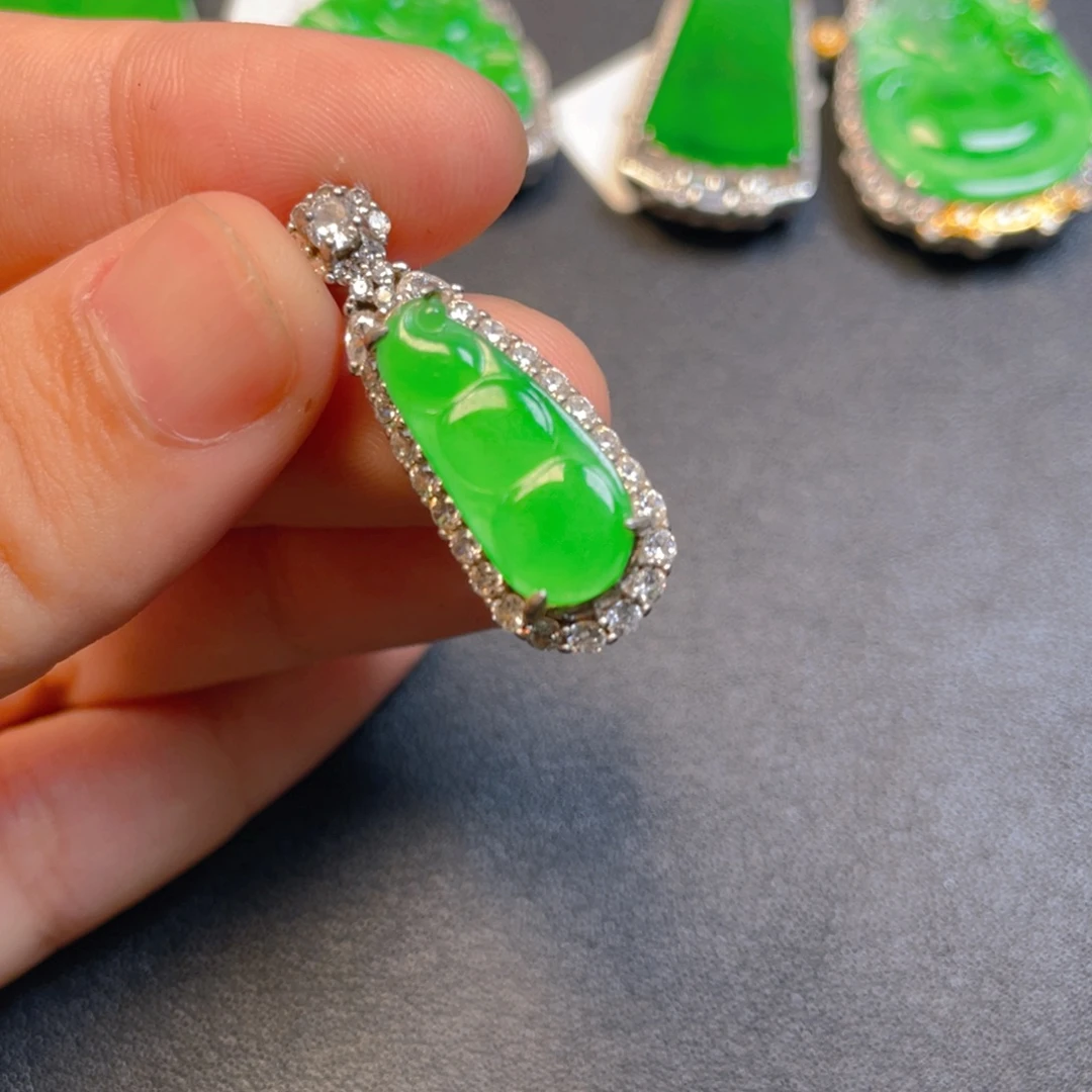 翡翠银S925镶嵌吊坠(不含链)