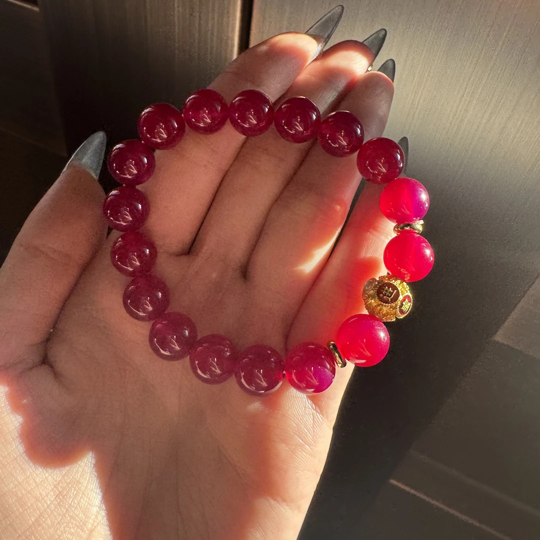 粉紫色玛瑙手串卡10mm