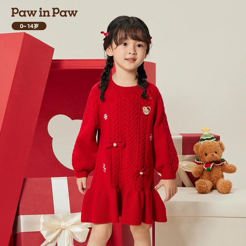 PAWINPAW【达人专属】女童冬季女童红色裙子公主裙连衣裙PCOKF4T51O