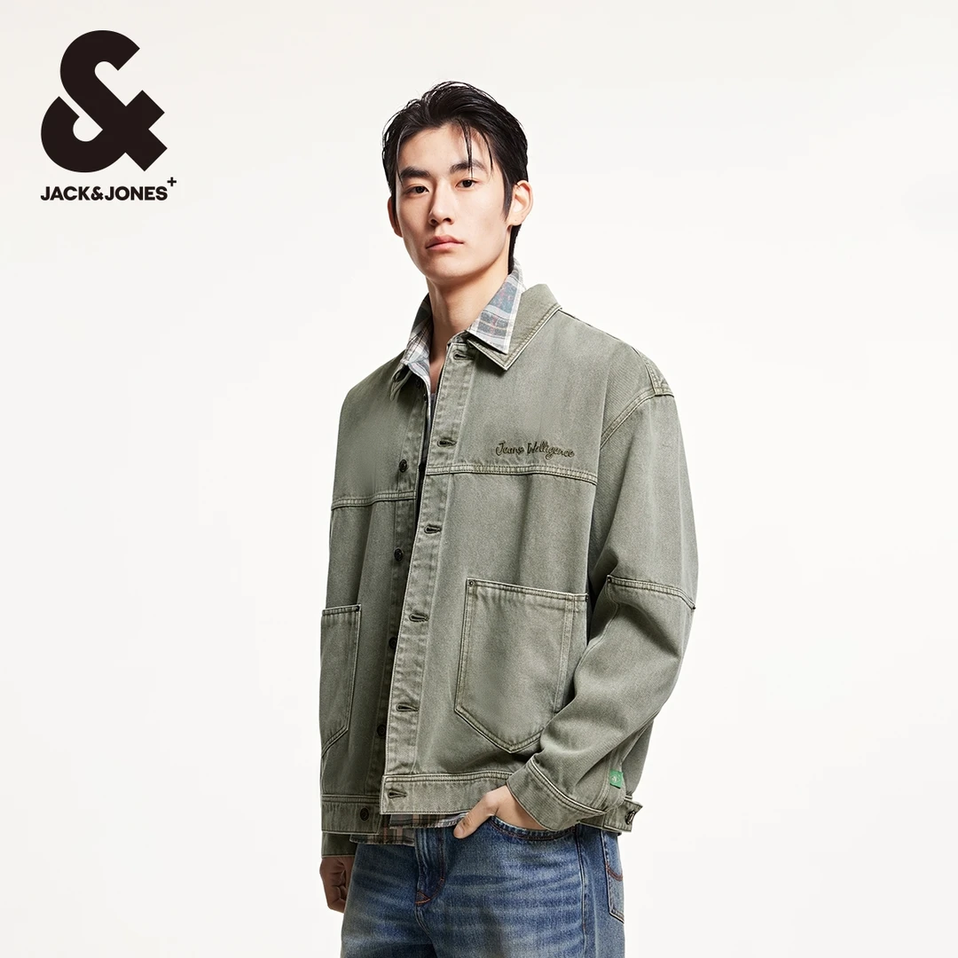 杰克琼斯秋新款男士翻领夹克外套时尚百搭休闲宽松男生衣服高级感