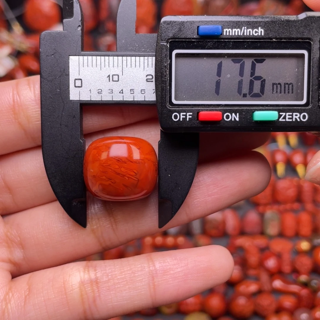 南红玛瑙未镶嵌配饰火焰纹三通款