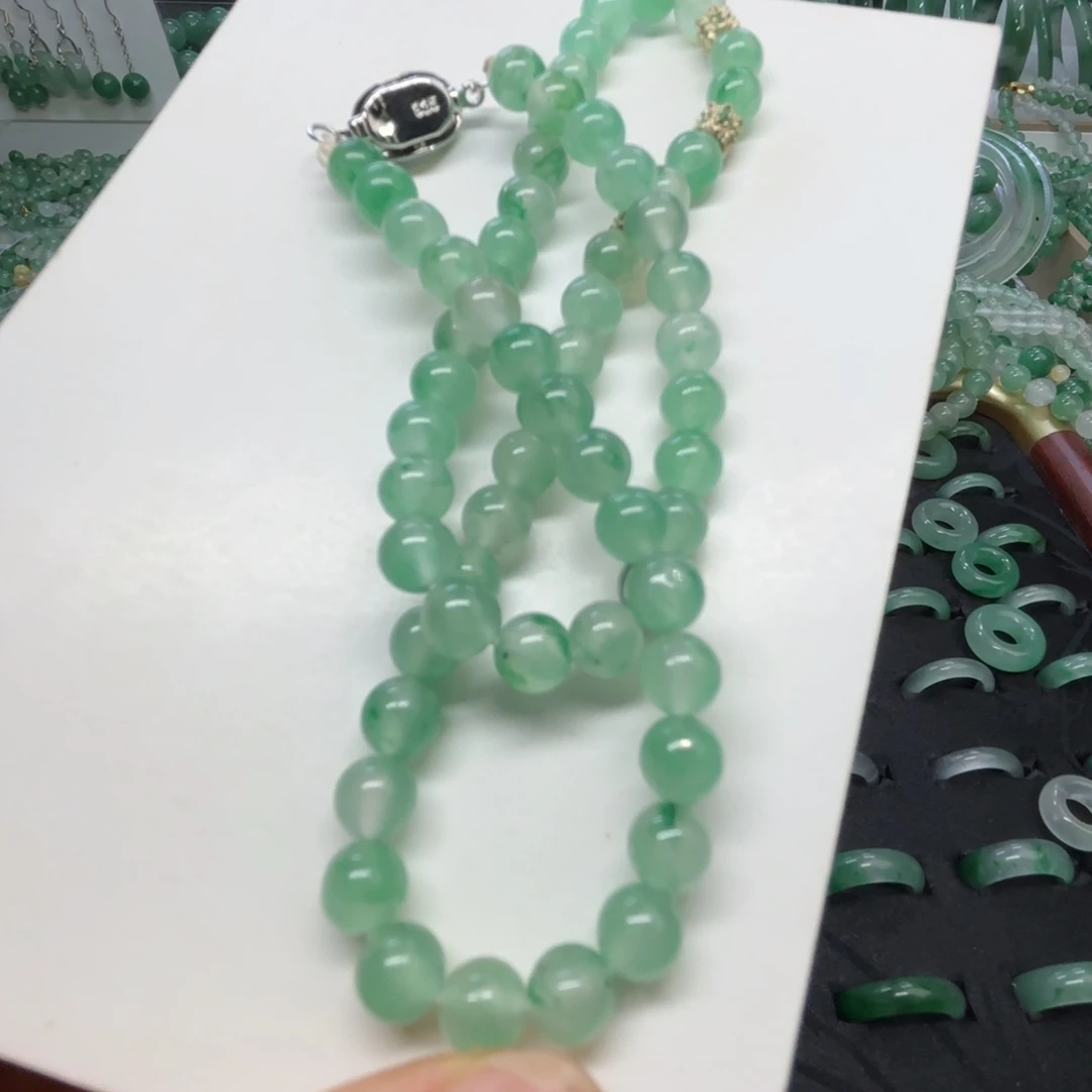 石英质玉（非洲翠）未镶嵌戒指  珠子  手镯卡6飘花锁骨项链