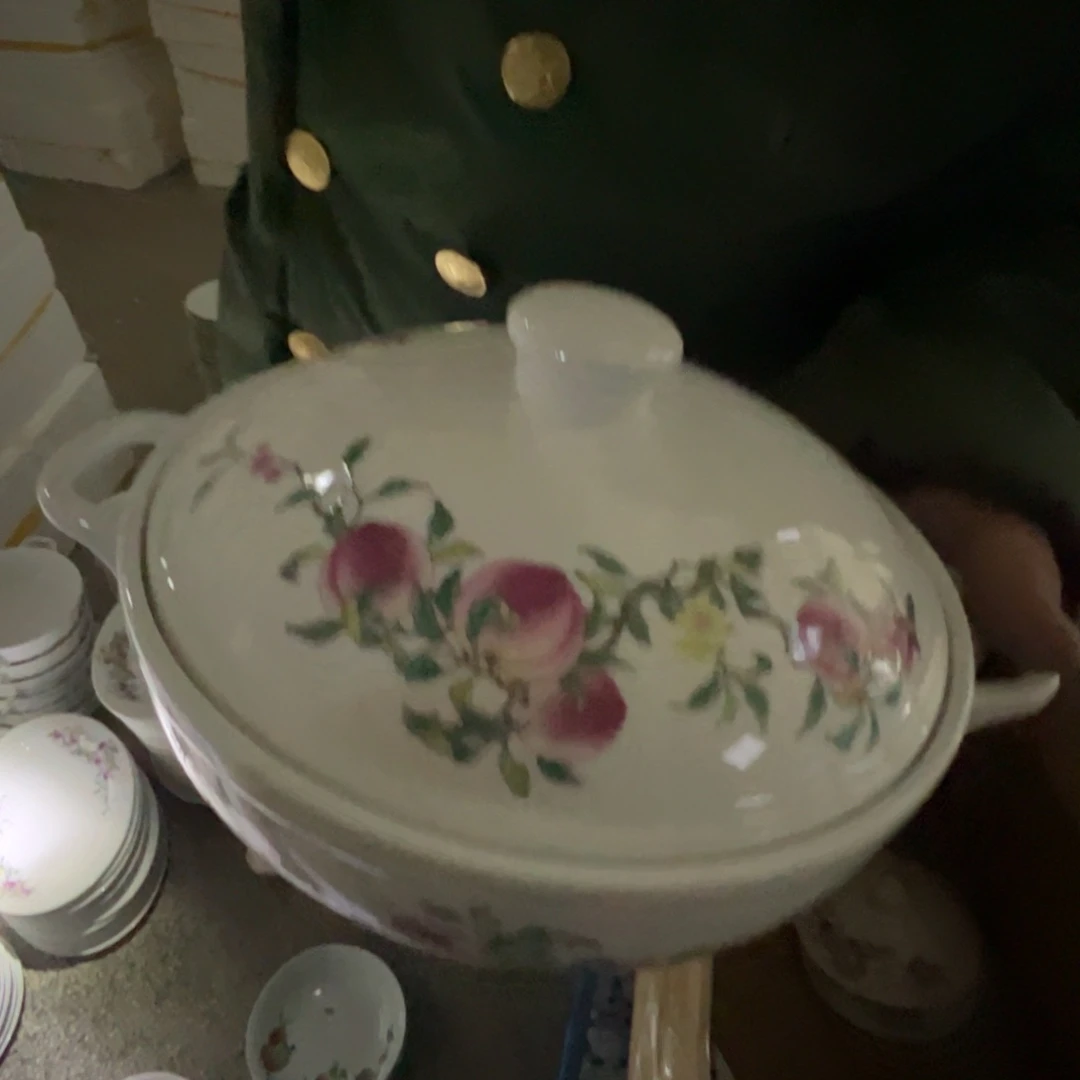 瓷景德镇高温陶瓷粉桃品锅