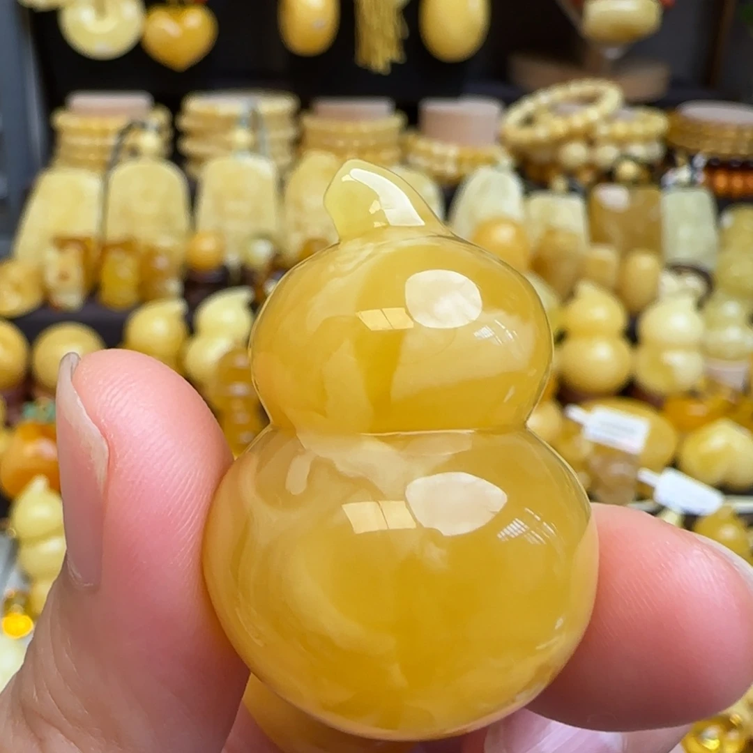 琥珀吊坠(不含链)未镶嵌天然俄料浓蜡妖花蜜蜡葫芦吊坠