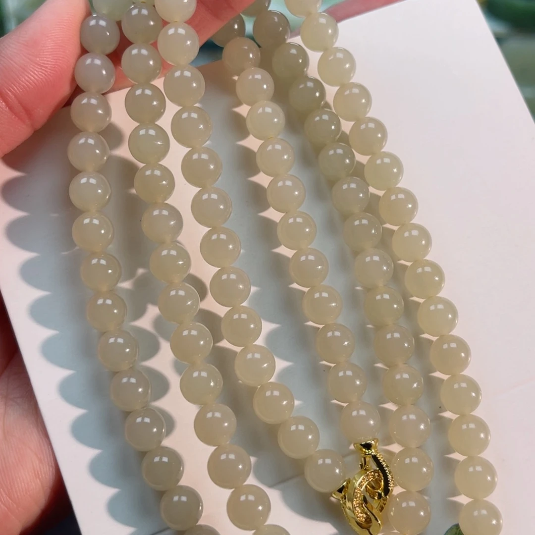 和田玉颈饰未镶嵌蜂蜜水项链