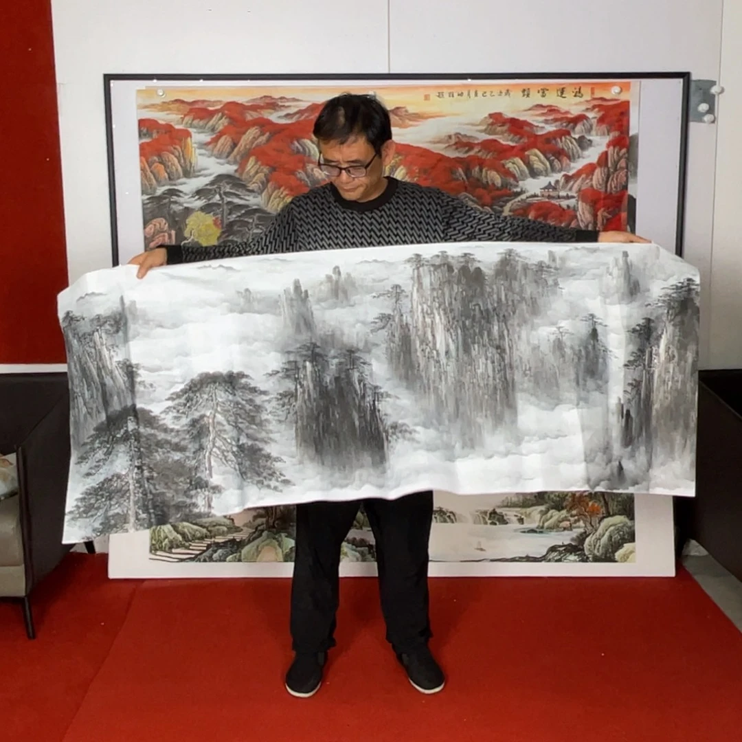 横款水墨画，180x70