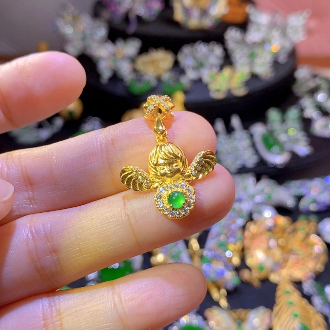 翡翠银S925镶嵌项圈天然