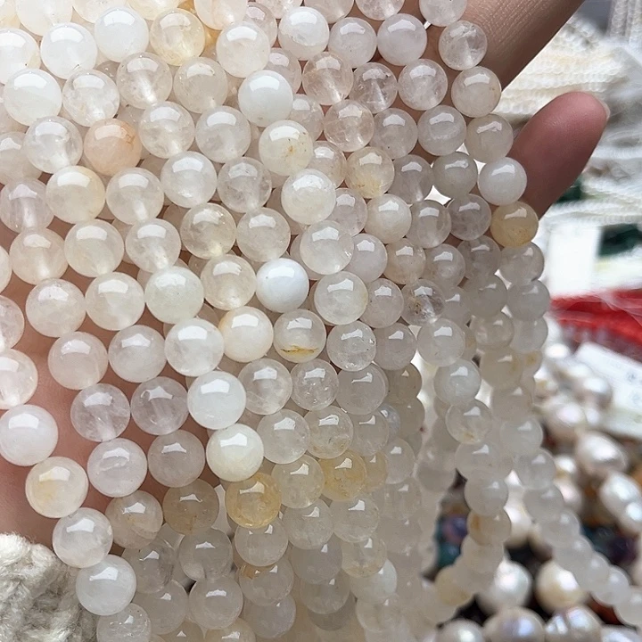 未镶嵌玛瑙/玉髓珠宝半成品2条8mm左右黄胶花