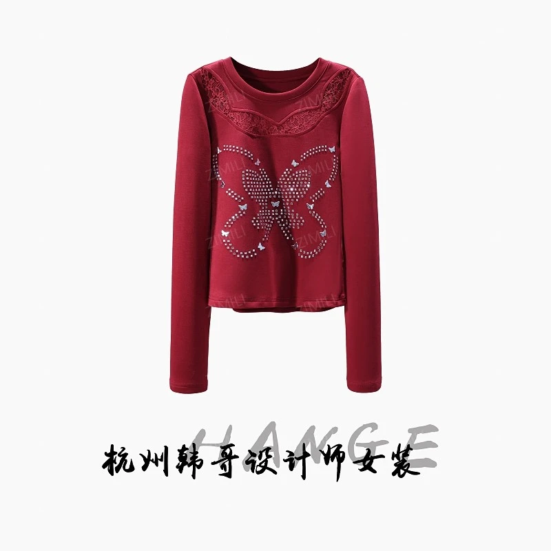 【韩哥欧货女装】冬季热感天丝《星缀》安红高弹显瘦打底上衣26191-B1