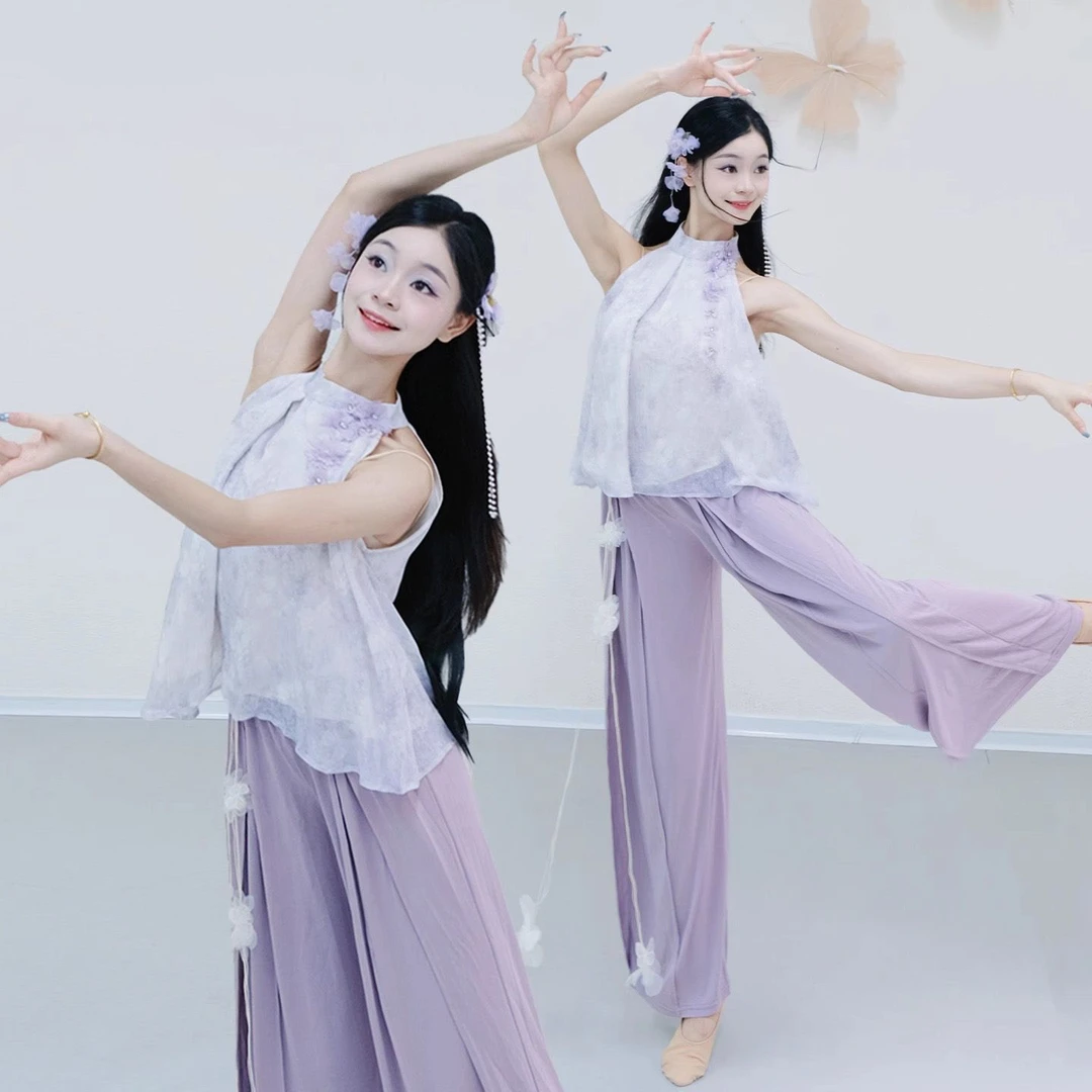 古典舞蹈2025新款日常可穿印花民族舞中国飘逸纱衣古典舞练功服