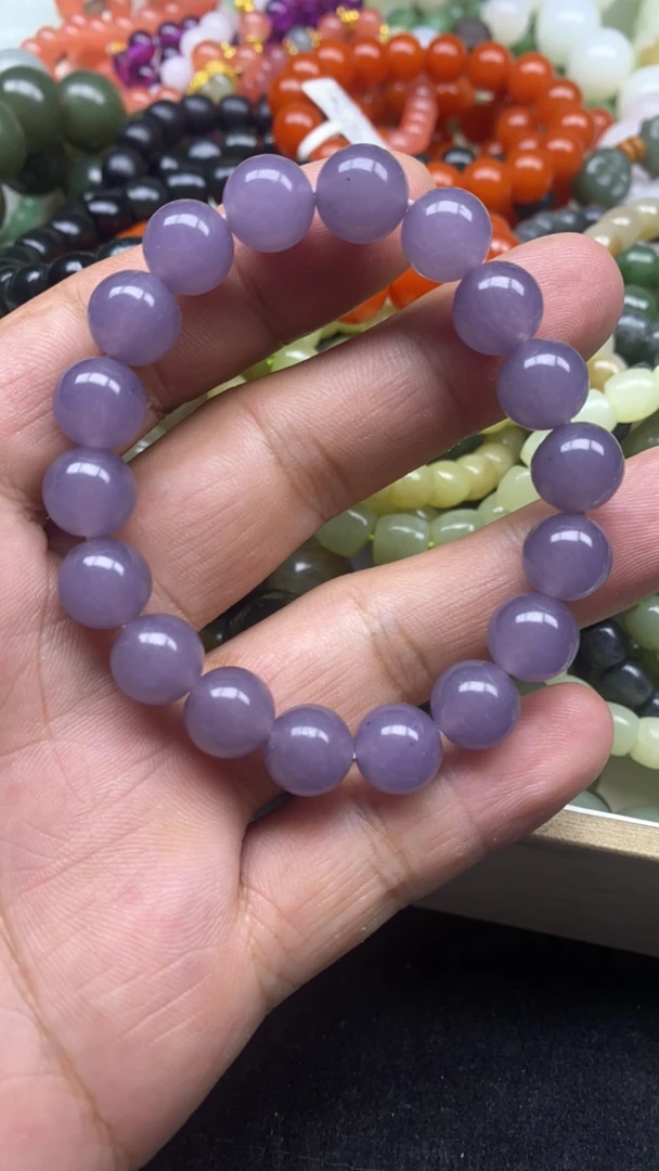 青海料天然烟紫卡10手链