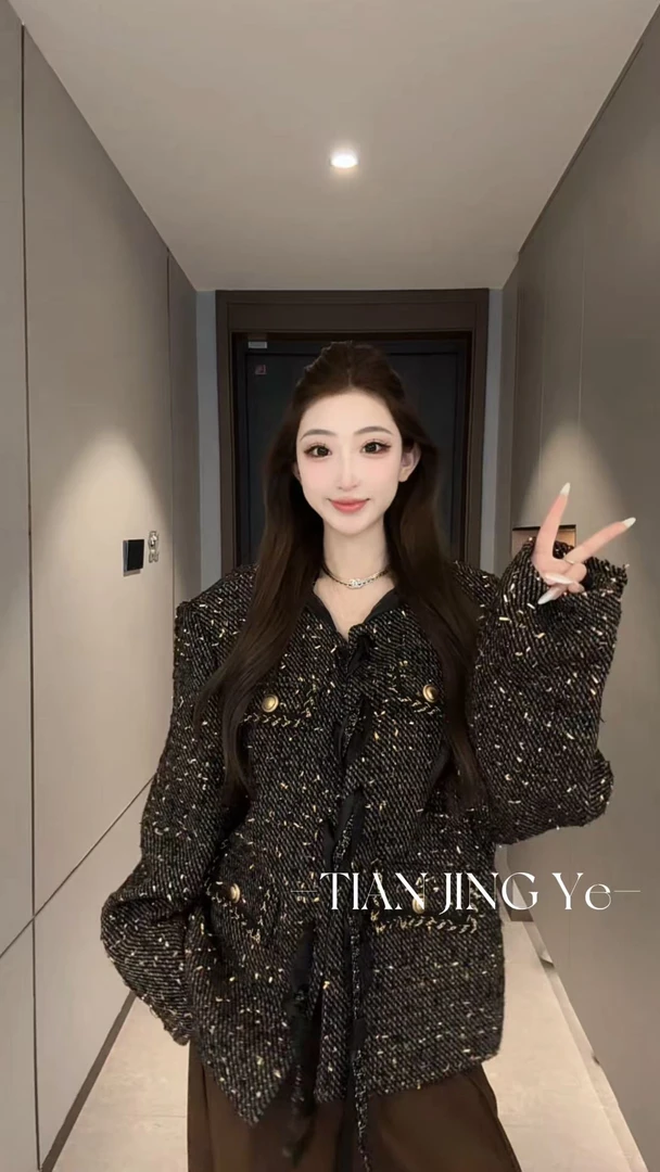 JINGYE/25~高级感复古金丝织带小香风外套