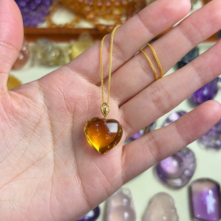 水晶吊坠(赠链)18K金镶嵌海***～