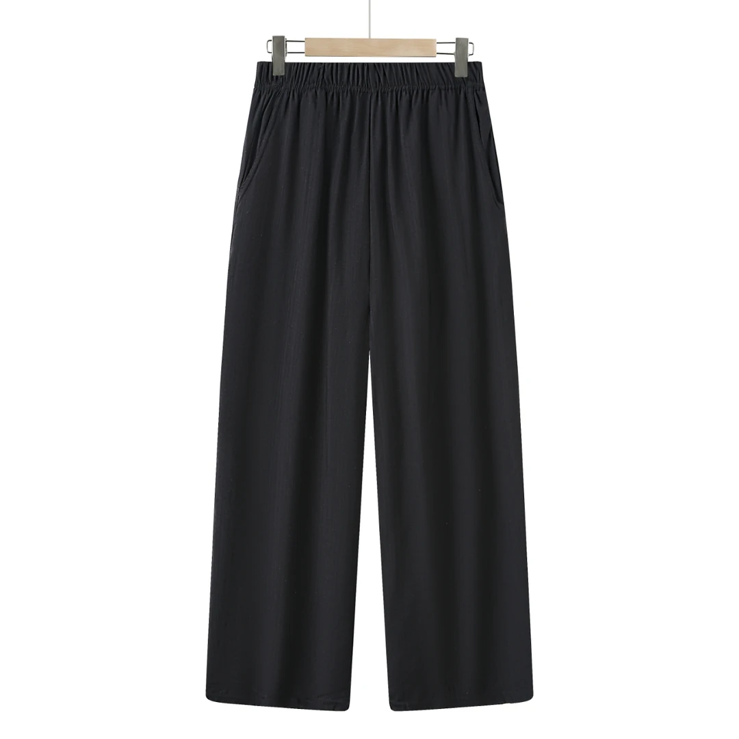 【小妹轻奢女装】夏季黑色直筒下垂感裤子春夏直筒休闲裤XM2504