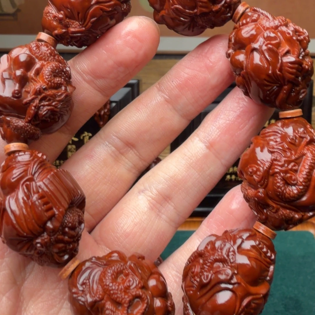 吊坠橄榄核九龙达摩