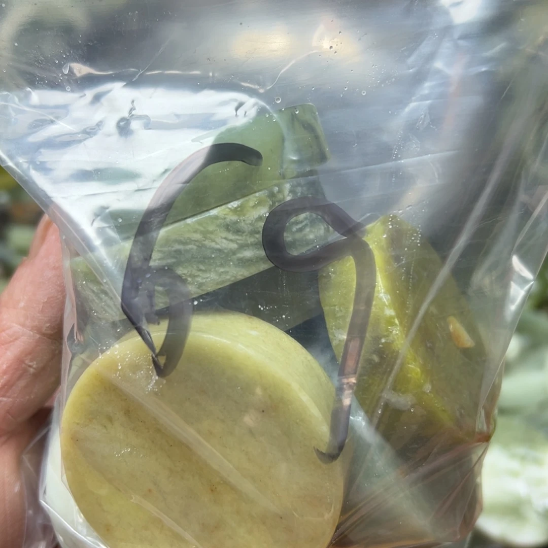 三***星蛇纹石玉未镶嵌岫玉手镯心，平安无事牌