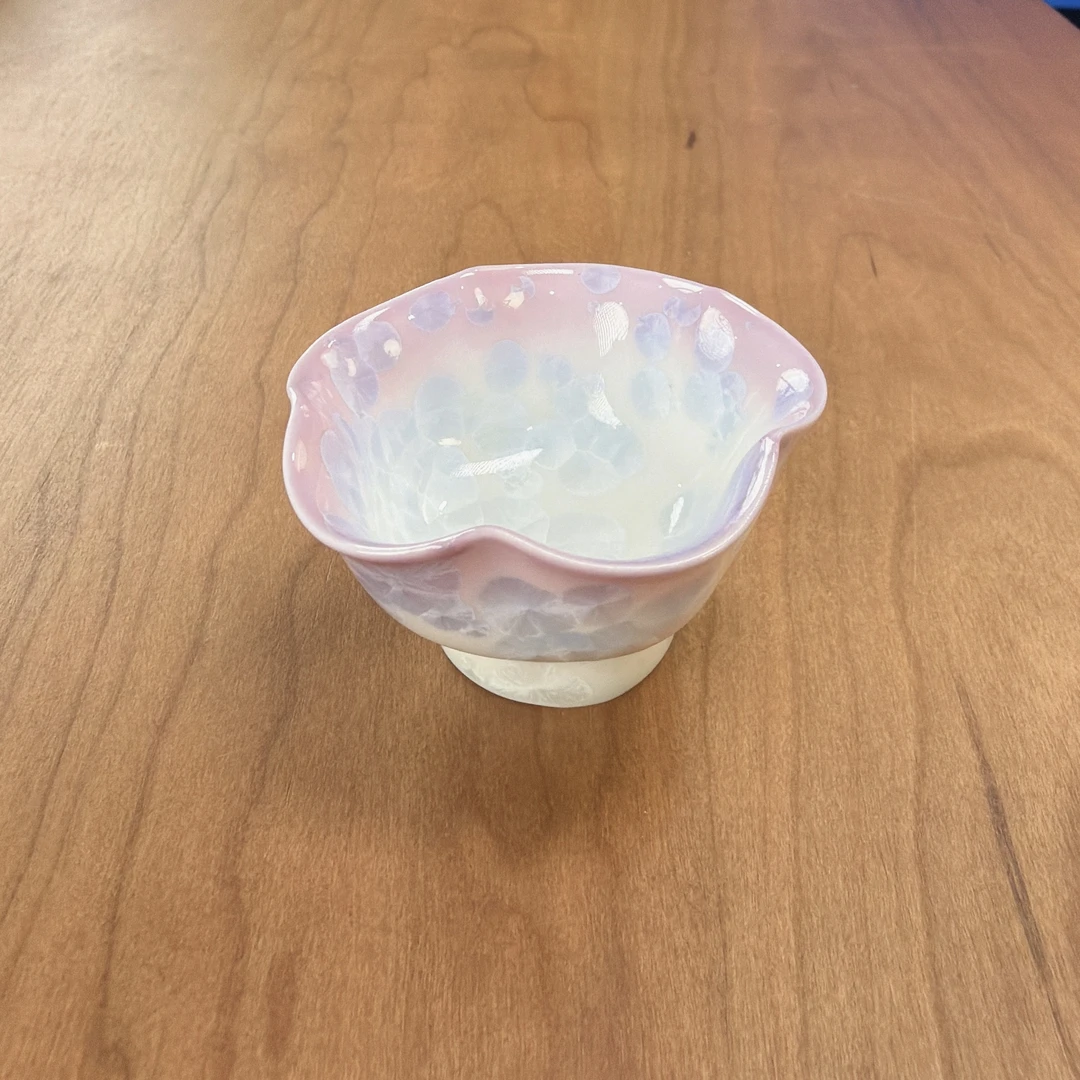 汤大壮【浪漫紫色】结晶釉窑变花口茶杯