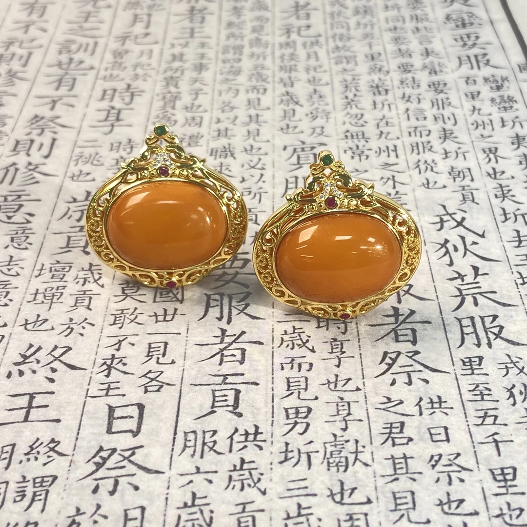 【星浩珠宝】s925银蜜蜡吊坠5-9T03H690【多样性发一件】16*22mm