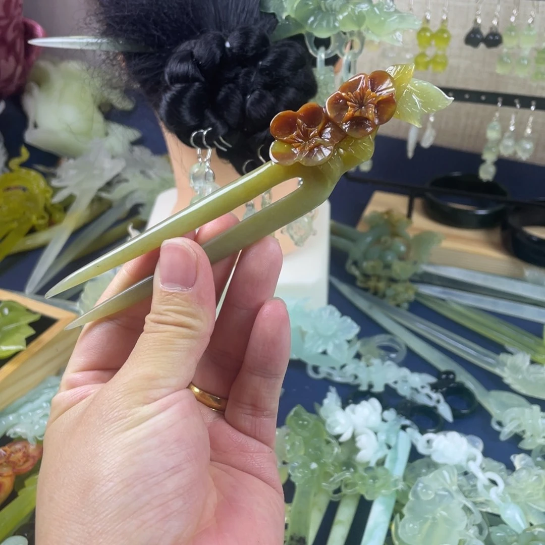 蛇纹石玉发饰未镶嵌