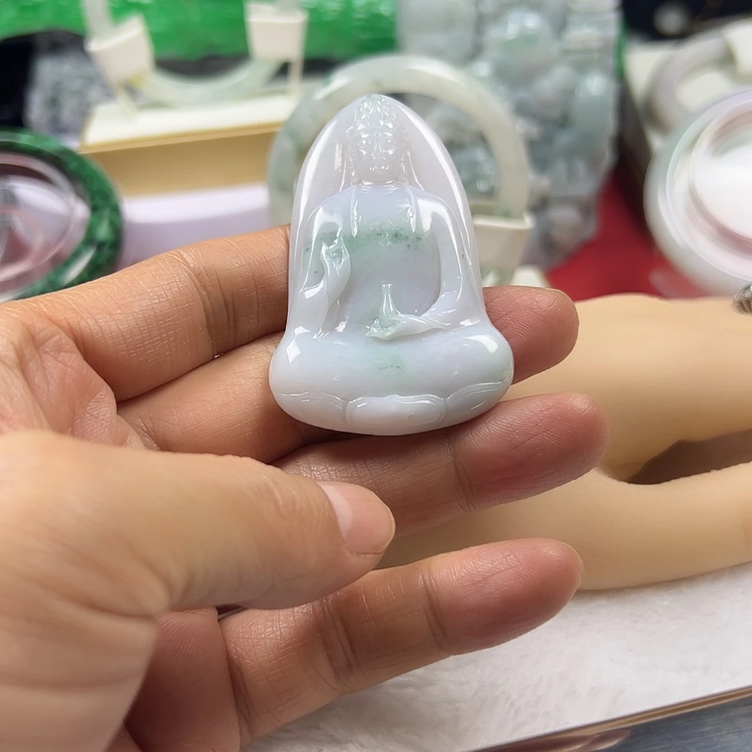 颈饰未镶嵌翡翠缅甸天然A货翡翠素衣观音