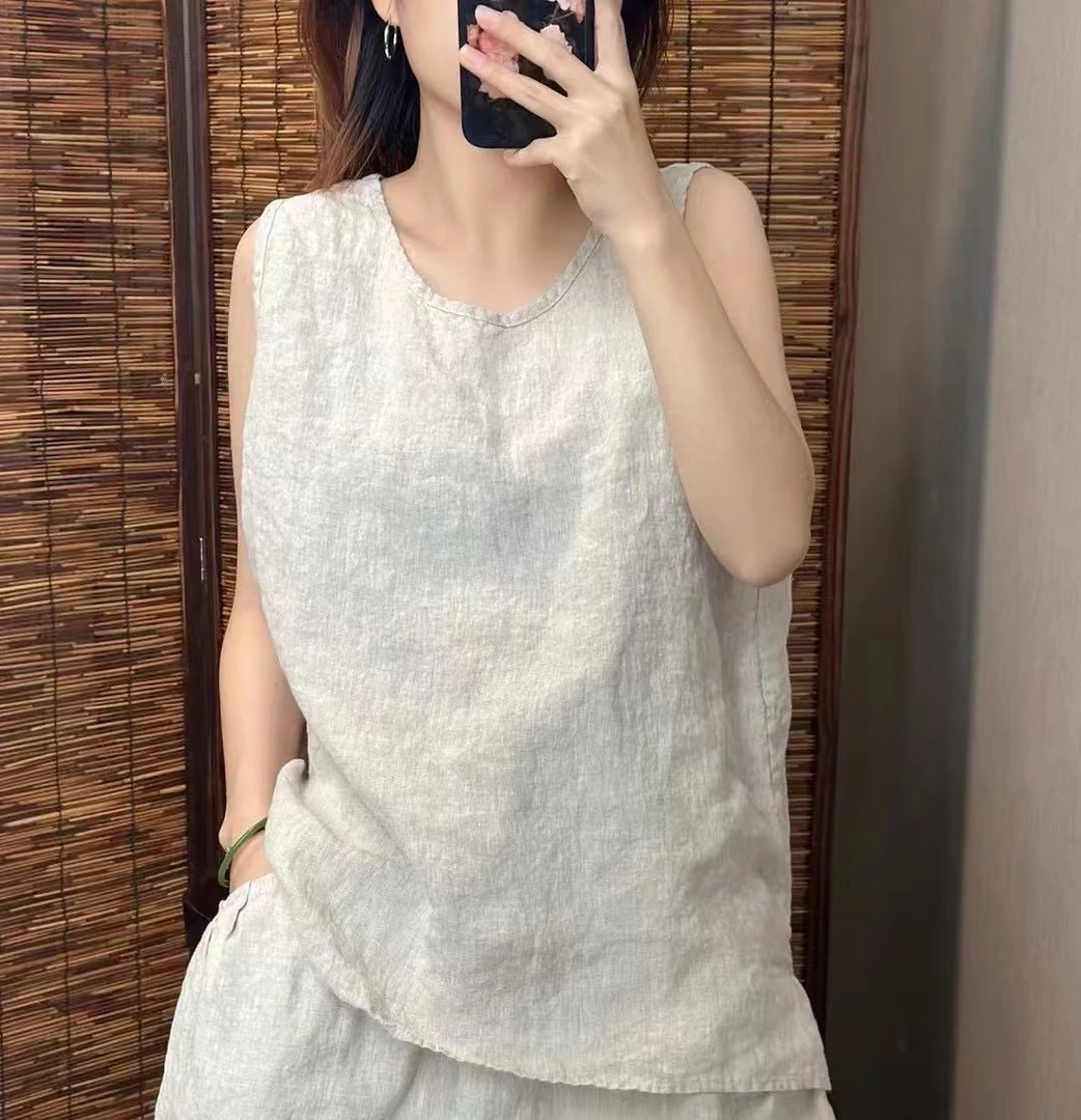 芊禾出品春夏新款系列舒适夏季新款亚麻背心女装瑜伽时尚625001