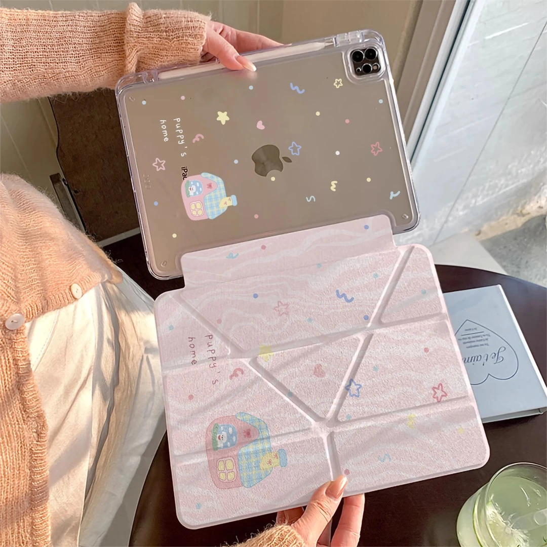 粉色小狗房子适用苹果iPadA16 2025平板保护套iPad11笔槽iPad10壳