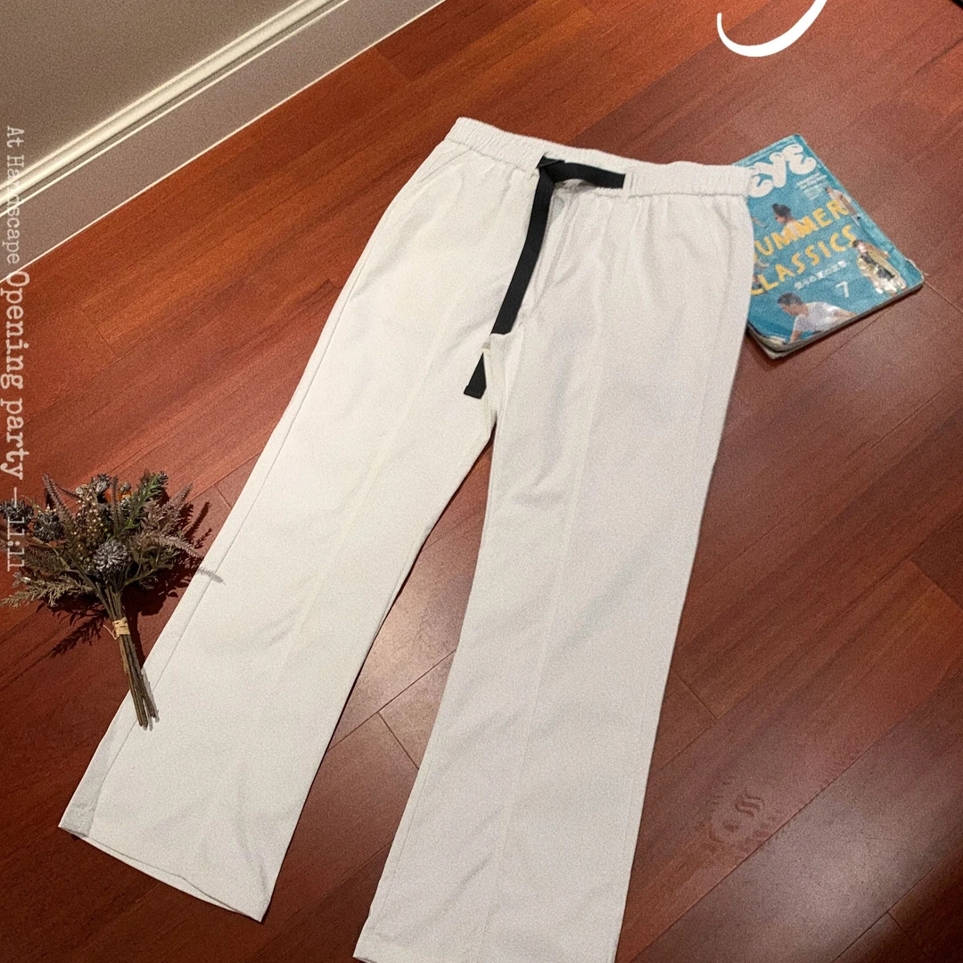 陈达浪不太胖大码男装夏季新款潮流百搭港风拼接微喇裤休闲裤男