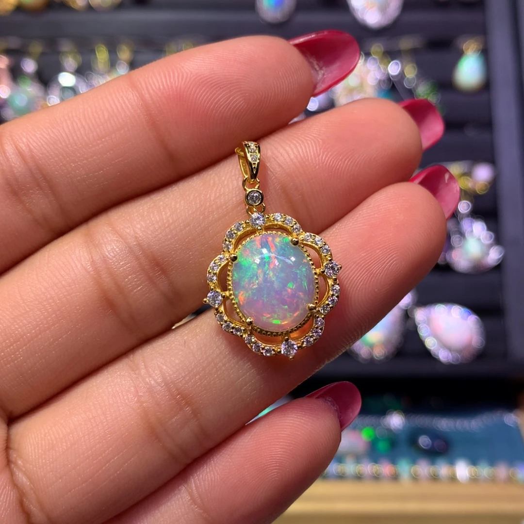 欧泊银S925镶嵌吊坠款