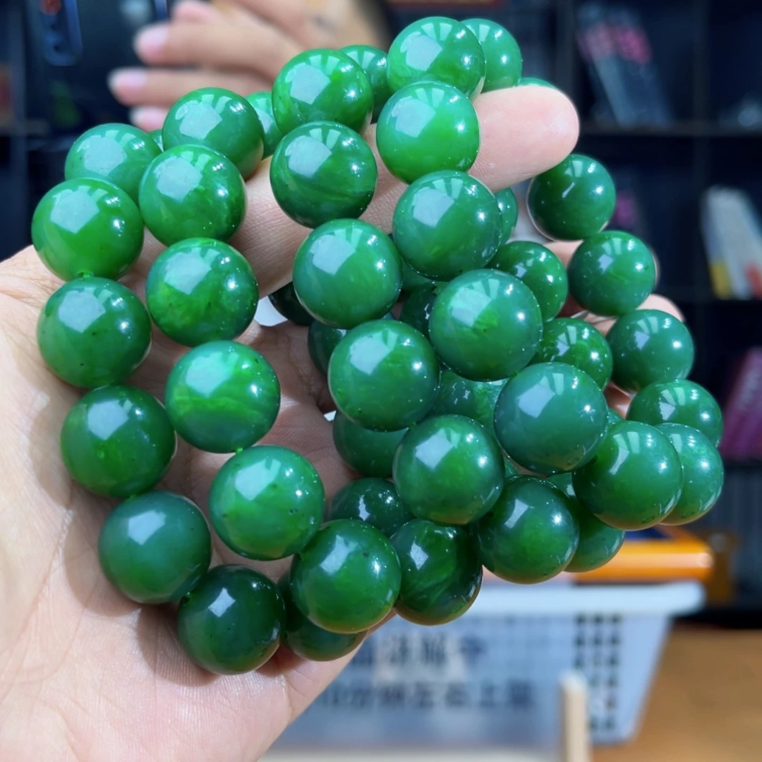 手串未镶嵌和田玉纯天然绿色五号矿琉璃翠卡16多样性发其一