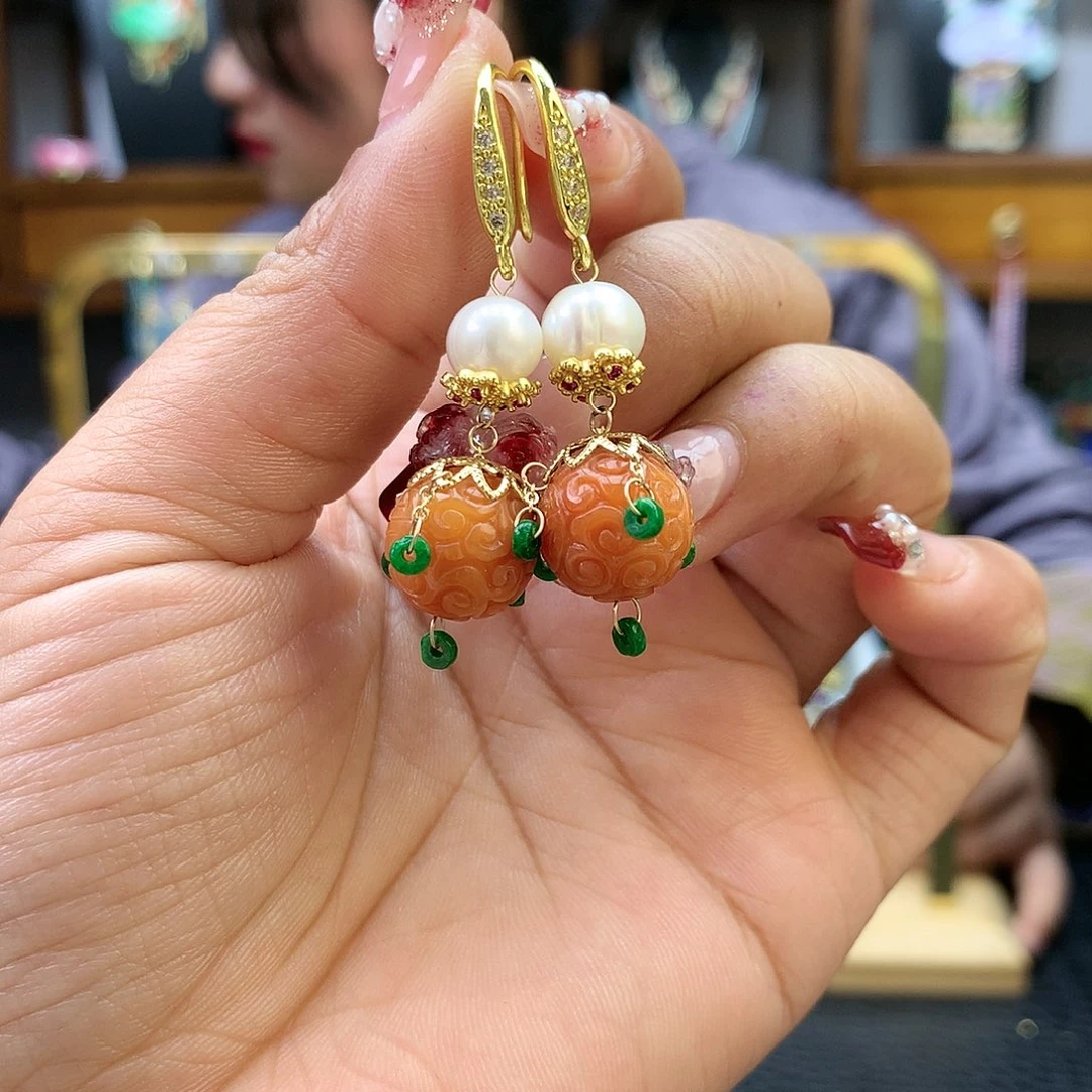 【闪购商品】翡翠耳饰未镶嵌风**安耳坠